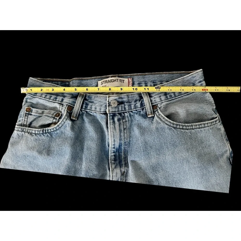 90's‎ Vintage Levi's Jeans Men's 32x29 Blue Light Wash 505 Custom Bottom Hem